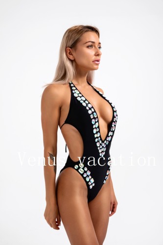 New Sexy One Piece Bikini Manufacturer Direct Sales eBay AliExpress Handsewn Diamond One Piece Bikini