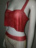 Cross mirror European and American hot selling nightclub backless metal sheet rhinestone sparkling suspender sexy navel exposed ball bra top