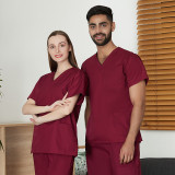 Cross border medical and nursing work suit, surgical suit, hand washing clothes, brush, hand suit, V-neck doctor and nurse uniform, polyester cotton