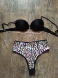 High waisted diamond swimsuit hard cup chain bikini AliExpress Amazon eBay platform exclusively for direct sales