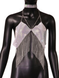 Spring New Nightclub AliExpress Hot selling Metal Ties, Sequin Sling, Women's Wear Bra Top