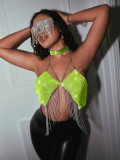 Spring New Nightclub AliExpress Hot selling Metal Ties, Sequin Sling, Women's Wear Bra Top