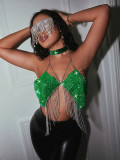 Spring New Nightclub AliExpress Hot selling Metal Ties, Sequin Sling, Women's Wear Bra Top