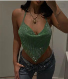 Cross border rhinestone vest, hot selling on eBay in Europe and America, sexy nightclubs, metal chain hanging neck patchwork vest for women
