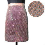 Cross border eBay fashion European and American women's clothing, Amazon popular flash diamond mesh sexy super flash two-piece set skirt 1190