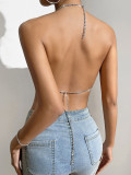 New European and American product Amazon AliExpress hot selling sexy nightclub metal gemstone backless vest