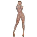 Cross border New European and American Women's Clothing Amazon Dress Slim Fit, Transparent Sequin Sexy jumpsuit