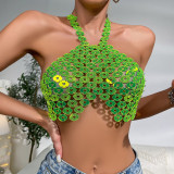 European and American cross-border Amazon AliExpress foreign trade backless sexy nightclub acrylic sequin vest