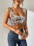 European and American cross-border supply, summer AliExpress eBay hot selling sexy pearl sequin camisole