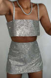 European and American cross-border Amazon summer new sexy suspender metal rhinestone vest top