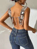 European and American cross-border supply, summer AliExpress eBay hot selling sexy pearl sequin camisole