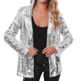 AliExpress Ebay European and American casual beaded top with sequins, long sleeved commuting lapel, elegant and fashionable small suit jacket