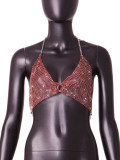 Cross border European and American fashion new women's clothing hot selling flash diamond mesh sexy super flash top vest