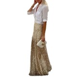 Spring and Autumn Cross border European and American Amazon Independent Station Direct Sales Women's Wear Sequin Long Half Skirt Sequin Skirt