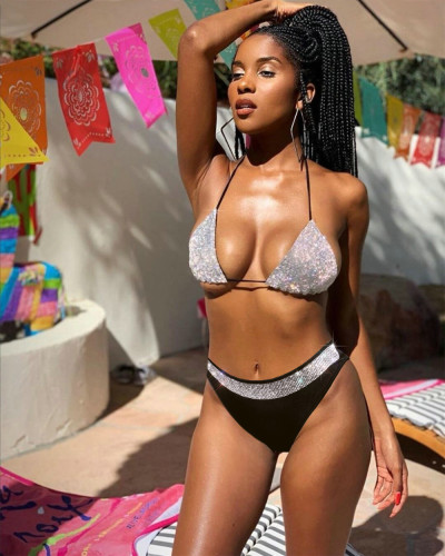 Cross border exclusive hot selling bikini, European and American sexy low waisted split hot diamond swimsuits, hot selling swimwear