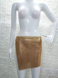 New European Station High Quality Fashion Women's Nightclub Low cut Backless Metal Sequin Lace up Skirt
