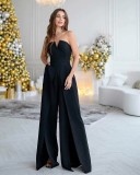 S9365 Cross border Summer New European and American Women's Fashion Sexy Casual Pants Split Slim Fit jumpsuit