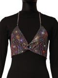 Cross border European and American fashion new women's clothing hot selling flash diamond mesh sexy super flash top vest
