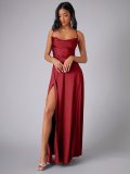 New European and American foreign trade women's clothing sexy, slimming, slim fit, backless Amazon suspender waist cinching dress, long skirt