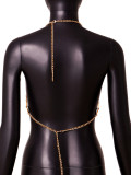 European and American foreign trade new solid color sequin acrylic metal chain splicing hanging neck wrapped chest vest