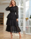 European and American women's clothing French temperament early spring casual new retro lace fairy slim fit dress