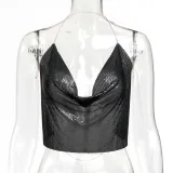 Cross border hot selling source Wish Amazon hot selling European and American sexy metal sequins backless neck strap