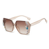 New fashionable rhinestone sunglasses for women's slimming effect, trendy sunglasses for sun protection and UV protection