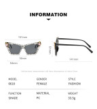 New rhinestone glasses with diamond inlay, cat's eye large frame, fashionable sunglasses for women, trendy and versatile sunglasses, European and American glasses