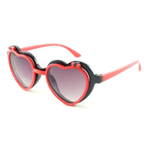 New Love Flip Children's Glasses Eye Protection Sunglasses Korean Edition Peach Heart Children's Sunglasses 3107