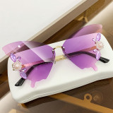 Cross border dance parties in Europe and America, butterfly shaped diamond framed sunglasses, female sunglasses, female trendy street photos, UV resistant