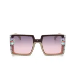New cross-border diamond inlaid sunglasses, fashionable large frame, plain sunglasses for women, UV protection, and slimming effect with bare skin