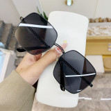 New hollow out mirror legs, large frame, square sunglasses, women's large face, slimming glasses, beach internet famous sunglasses, sunshades