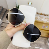 New hollow out mirror legs, large frame, square sunglasses, women's large face, slimming glasses, beach internet famous sunglasses, sunshades