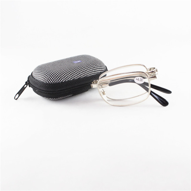 Floor stall zipper folding presbyopia glasses metal farsightedness glasses frame resin lenses presbyopia glasses