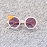 New Crown Children's Sunglasses Polygonal Sunglasses Trendy Round Frame Baby Boys and Girls Cool and Handsome Glasses 3253