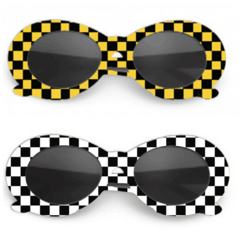 Trendy people, trendy oval checkered sunglasses, retro candy colored sunglasses, same style as Quan Zhilong's ocean film sunglasses