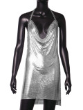 Cross border AliExpress Amazon sexy metal sequin suspender sexy dress