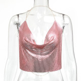 Cross border hot selling source Wish Amazon hot selling European and American sexy metal sequins backless neck strap