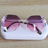 Cross border frameless diamond inlaid sunglasses for women with round face, large face, slimming effect, new sunglasses for women with gradient design