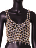 Manufacturer's direct sales to Europe and America, new summer AliExpress sexy nightclub gemstone splicing backless vest