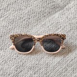 New Leopard Print Cat Eye Children's Sunglasses Korean Instagram Personalized Round Face Color Block Sunglasses Outdoor Cartoon Sunglasses