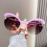New Dragonfly Set Pearl Personalized Windshield Sunglasses Cross border conjoined Sunglasses frameless Y2K Internet celebrity
