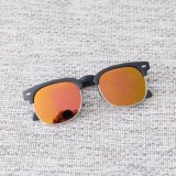 Korean version of fashionable metal nail children's sunglasses with half frame metal color film outdoor baby sunglasses