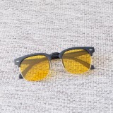 Korean version of fashionable metal nail children's sunglasses with half frame metal color film outdoor baby sunglasses