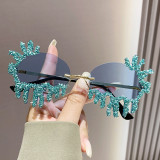 Personalized large frame, irregular diamond inlaid sunglasses, cross-border stage shows in Europe and America, decorative parties, women's hip-hop glasses