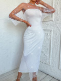New cross-border Amazon fishing net rhinestone handmade sexy hollow out temperament women's dress