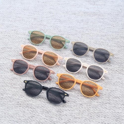 New Children's Sunglasses Rice Nail Retro Round Frame Fashion Sunglasses Baby Personalized Trendy Glasses 3257