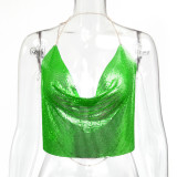 Cross border hot selling source Wish Amazon hot selling European and American sexy metal sequins backless neck strap