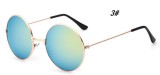 Retro metal round frame sunglasses, colored reflective sunglasses, trendy men and women's crown prince mirrors 009