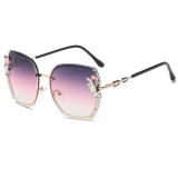 Cross border European and American diamond studded sunglasses for women, crystal cut polygonal glasses, UV resistant sunglasses for women